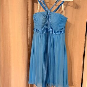 Sue Wong - Sky Blue Pleated Chiffon Halter Dress